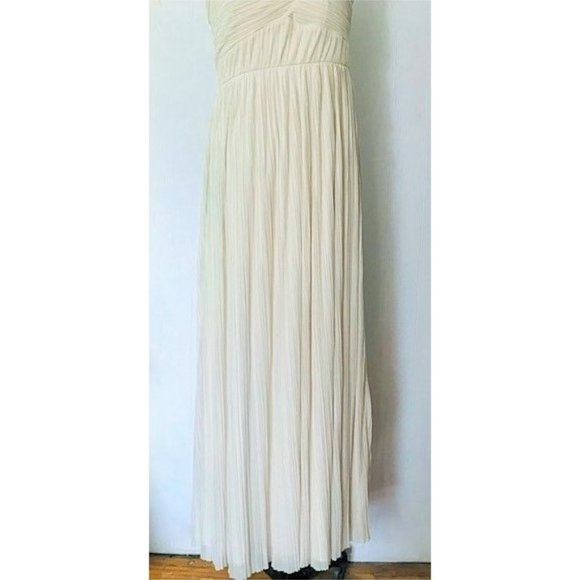 H&M CREAM ONE SHOULDER PLEATED LONG MAXI DRESS L - Picture 6 of 12